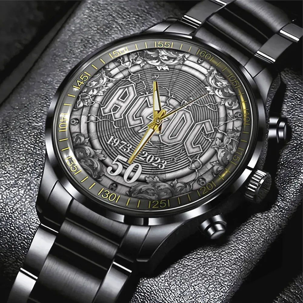 AC_DC Black Stainless Steel Watch – TANTN 5580