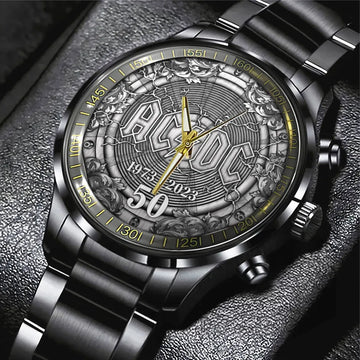 AC_DC Black Stainless Steel Watch – TANTN 5580