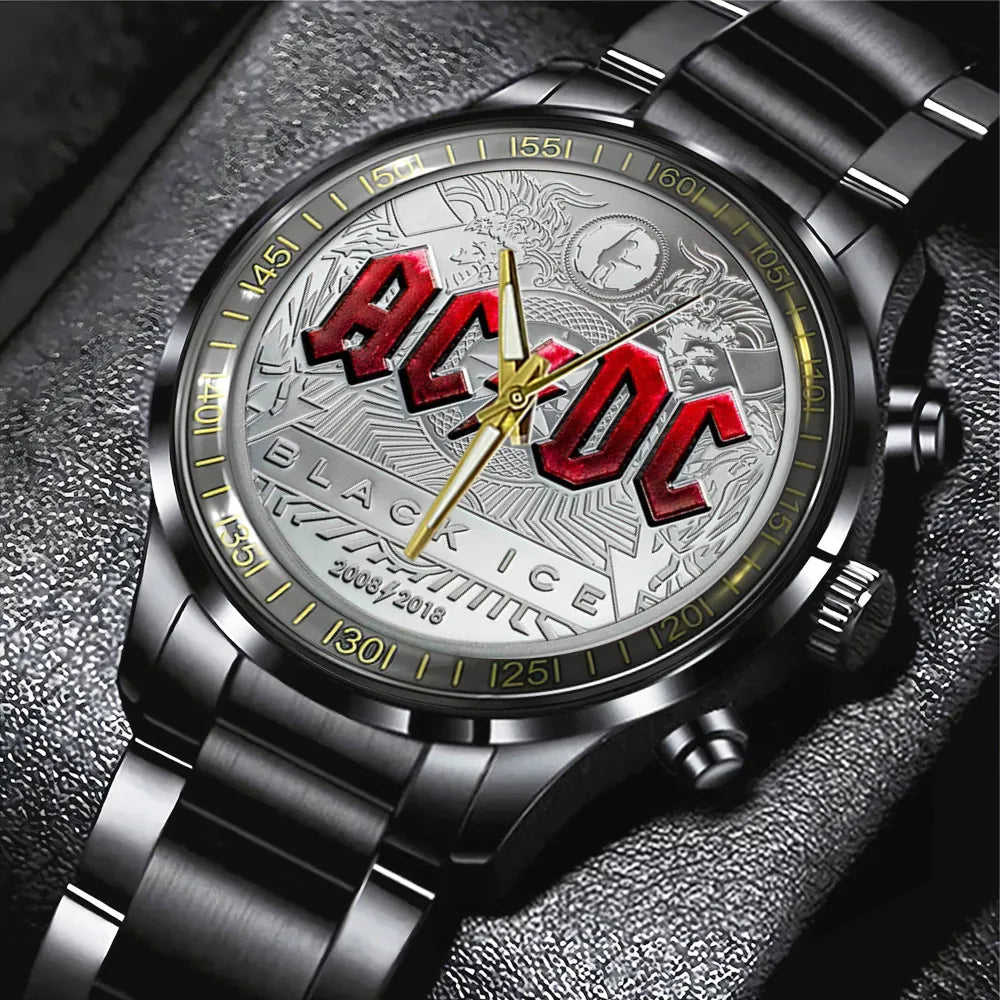 AC_DC Black Stainless Steel Watch – TANTN 5980