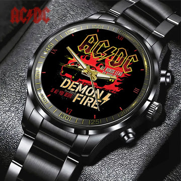 AC_DC Black Stainless Steel Watch – TANTN 8206