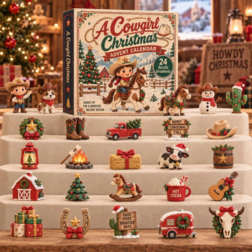 A Cowgirl Christmas Advent Calendar 2026 - 24-Day Countdown, Acrylic Charms