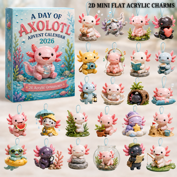 A Day Of Axolotl Advent Calendar 2026 24 Day Festive Countdown Acrylic Charms Blind Box Gift For Axolotl Lovers