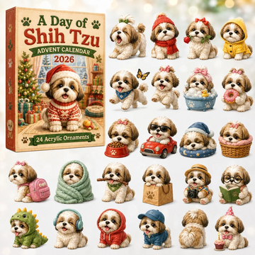 A Day Of Shih Tzu Advent Calendar 2026 - 24-Day Countdown, Acrylic Charms Every Day Bring New Suprises