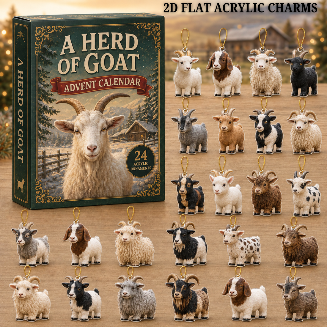 A Herd Of Goat Advent Calendar 2026 24 Day Festive Countdown Acrylic Charms Blind Box Gift For Goat Lovers