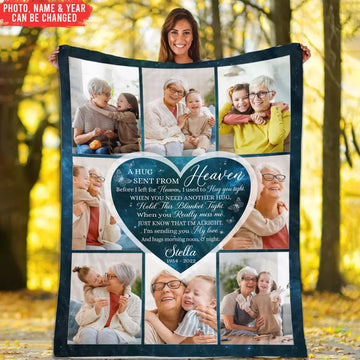 A Hug From Heaven Personalized Blanket Custom Memorial Blanket Sympathy Gift