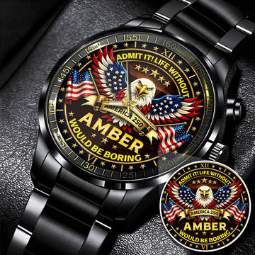 AMBER Y250-02 Personalized Watch, 250 Years Of Freedom 1776-2026