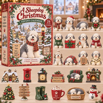 A Sheepdog Christmas Advent Calendar 2026 - 24-Day Countdown, Acrylic Charms