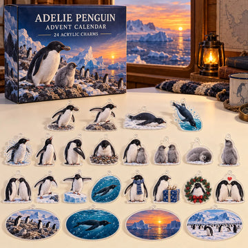 Adelie Penguin Advent Calendar 2026 - 24-Day Countdown, Acrylic Charms