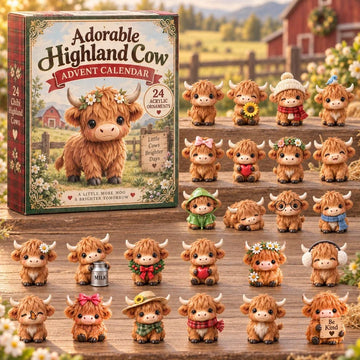 Adorable Highland Cow Advent Calendar 2026 - 24-Day Countdown, Acrylic Charms