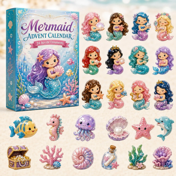 Adorable Mermaid Advent Calendar 2026 - 24-Day Countdown, Acrylic Charms Every Day Bring New Suprises