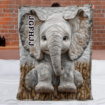 Adorable Elephant - Personalized Elephant Blanket