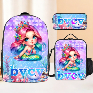 Adorable Mermaid Customized Backpack - Personalized Name - School Season Gift