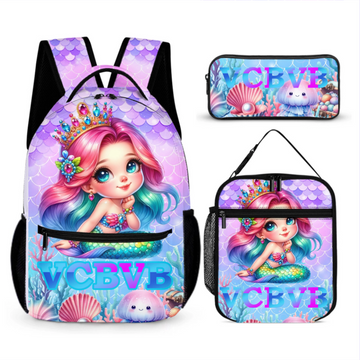 Adorable Mermaid Customized Backpack - Personalized Name - School Season Gift