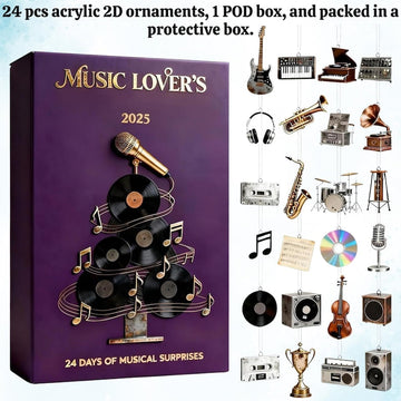Advent Calendar 2026 For Music Lovers 24 Days 2D Acrylic Musical Instrument Ornamentscute Music Figures Xmas Tree Decorgift For Musicians