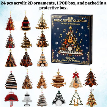 Advent Calendar 2026 For Music Lovers 24 Days Mini Musical Ornaments 2D Instrument Figures For Musicians Christmas Countdown Decor Gift
