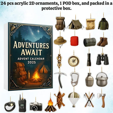 Advent Calendar 2026 For Outdoor Lovers 24 Days Explorer Themed Acrylic Ornaments Hiking Camping Adventure Figures Xmas Countdown Gift