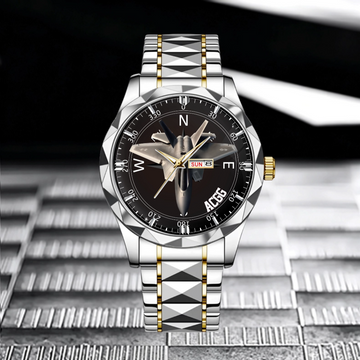 Adventurer’s Custom Name Watch_ Fighter Jet & Compass Design