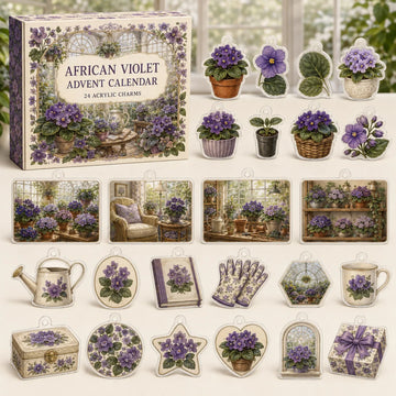 African Violet Advent Calendar 2026 - 24-Day Countdown, Acrylic Charms