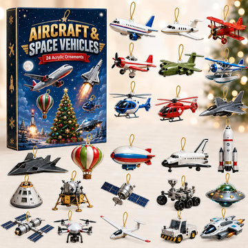 Aircraft & Space Vehicles Advent Calendar 2026 - 24-Day Festive Countdown, Acrylic Charms Blind Box - Gift For Kids, Family & Friends