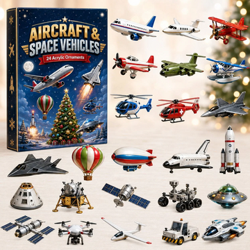 Aircraft &amp; Space Vehicles Advent Calendar 2026 - 24-Day Countdown, Acrylic Charms Every Day Bring New Suprises