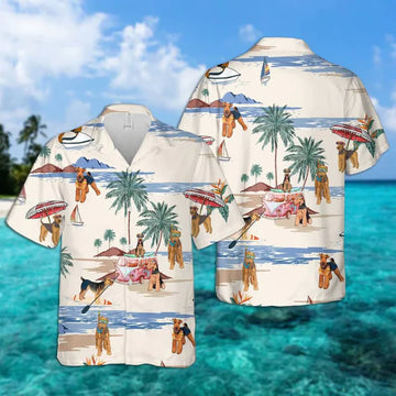 Airedale Terrier Summer Beach Hawaiian Shirt, Hawaiian Shirts for Men, Hawaiian Shirts for Men, Aloha Beach Shirt HO0987