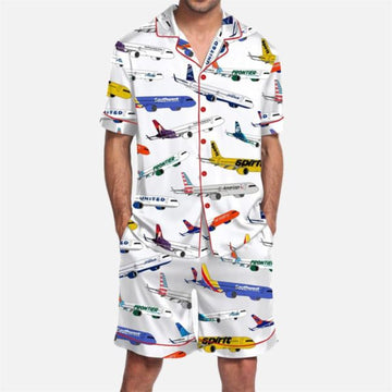 Airline Aircraft Satin Pajama Set For Men