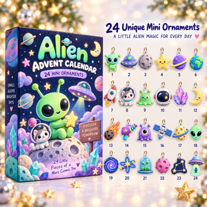 Alien Advent Calendar 2026 24 Mini Space Ornaments With Hanging Strings Cute Alien Ufo Planet Charms Christmas Countdown Gift For Kids Space Lovers