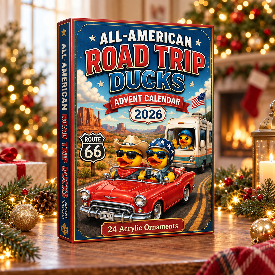 All American Road Trip Rubber Duck Advent Calendar 2026 24 Day Festive Countdown Acrylic Charms Blind Box Gift For Family Friends