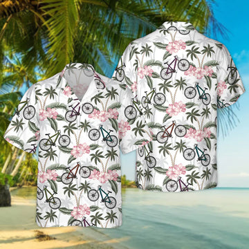 Aloha Pink Flower And Bike Gift For Biking Lovers Hawaiian Shirt, Summer aloha hawaii shirt for Men women HO1718