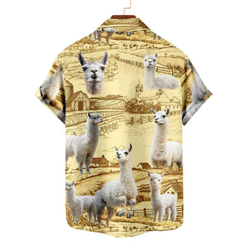 Alpaca Hawaiian Shirt – Cute Llama Vintage Farm Aloha Button Down