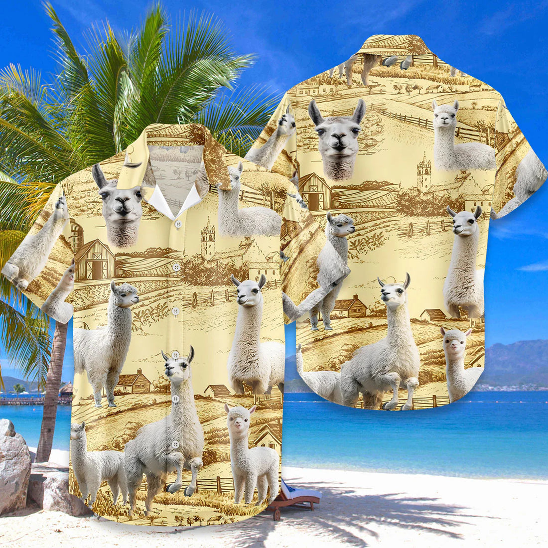 Alpaca Hawaiian Shirt – Cute Llama Vintage Farm Aloha Button Down