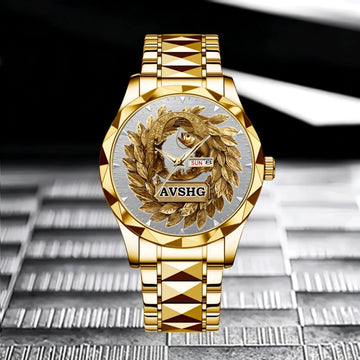Alphabet Initial For Fishing Lovers Custom Watch - Personalized Name - Gift for Fishing Enthusiast