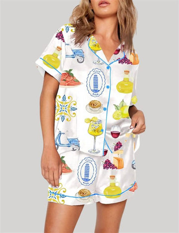 Amalfi Coast Social Club Capri Italy Lemon Tree Aperol Spritz Pajama Set