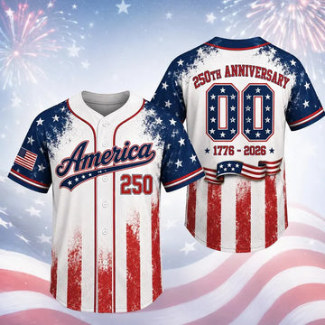 America 250 Baseball Jersey Patriotic USA Shirt Fourth Of July Button Up 250th Anniversary Independence Day Jersey