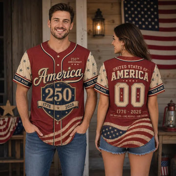 America 250 Baseball Jersey, Custom Name Number USA 250th Anniversary Patriotic Shirt