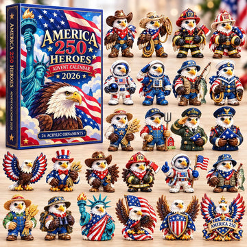 America 250 Eagle Heroes advent calendar 2026 - 24-Day Countdown, Acrylic Charms