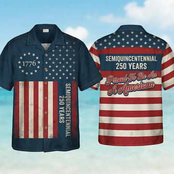 America 250 Hawaiian Shirt 1776-2026, Patriotic Button Down Shirt, Vintage USA Independence Day Shirt