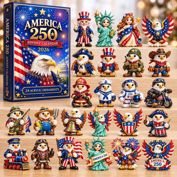 America 250 Patriotic Heroes advent calendar 2026 - 24-Day Countdown, Acrylic Charms