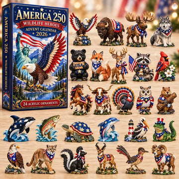 America 250 Wildlife Heroes Advent Calendar 2026 - 24-Day Countdown, Acrylic Charms