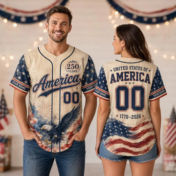 America 250 Years Baseball Jersey, Custom Name Number USA 250th Anniversary Eagle Shirt