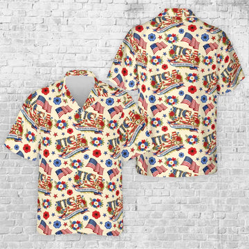 America 250 Years Shirt 1776–2026, Patriotic USA Hawaiian Shirt, 4th of July Independence Day Shirt, Red White Blue Floral Button Up Shirt-1