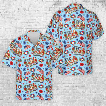 America 250 Years Shirt 1776–2026, Patriotic USA Hawaiian Shirt, 4th of July Independence Day Shirt, Red White Blue Floral Button Up Shirt-2
