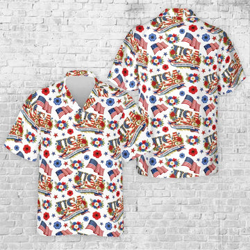 America 250 Years Shirt 1776–2026, Patriotic USA Hawaiian Shirt, 4th of July Independence Day Shirt, Red White Blue Floral Button Up Shirt-3