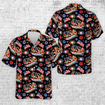 America 250 Years Shirt 1776–2026, Patriotic USA Hawaiian Shirt, 4th of July Independence Day Shirt, Red White Blue Floral Button Up Shirt