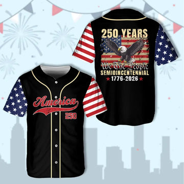 America 250th Anniversary Baseball Jersey, 250 Years Of Freedom Jersey, Bald Eagle US Flag, Semiquincentennial 1776-2026 Celebration Gift