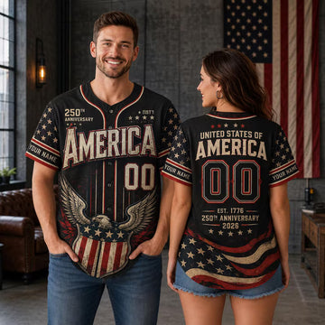 America 250th Anniversary Baseball Jersey, Custom Name Number USA Patriotic Eagle Shirt