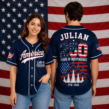 America 250th Anniversary Baseball Jersey, Custom Name USA 1776-2026 Shirt, Patriotic 4th of July Outfit, Personalized Jersey Gift