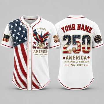 America 250th Anniversary Baseball Jersey, Custom Name USA Jersey, 1776 2026 Patriotic Shirt, 4th of July Gift, Freedom Jersey-2