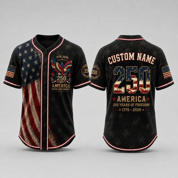 America 250th Anniversary Baseball Jersey, Custom Name USA Jersey, 1776 2026 Patriotic Shirt, 4th of July Gift, Freedom Jersey