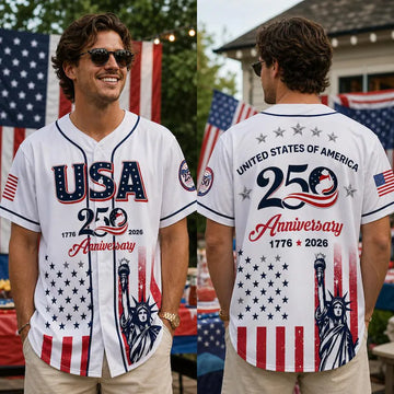 America 250th Anniversary Baseball Jersey, Patriotic Independence Day Shirt, USA Celebration Outfit, Adult Kids 4th Of July Sports Jersey